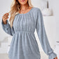 Ruched Round Neck Flounce Sleeve Blouse