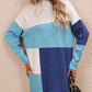 TrendSetEE Color Block Mock Neck Dropped Shoulder Sweater Dress