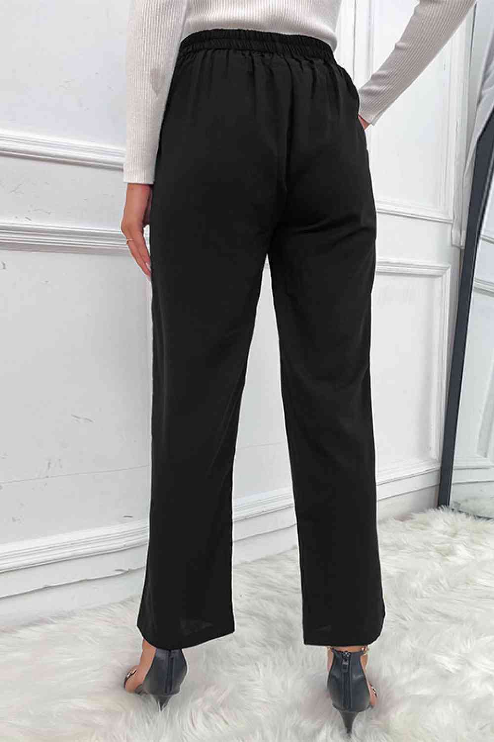 SeaKnickers Button Fly Wide Leg Black Pants