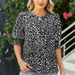 Polka Dot Round Neck Lantern Sleeve Blouse