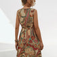 Smocked Printed V-Neck Mini Dress