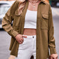 Pocketed Button Up Dropped Shoulder Shacket