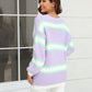 Sophia & Grace Color Block Ribbed Dropped Shoulder Open Front Cardigan
