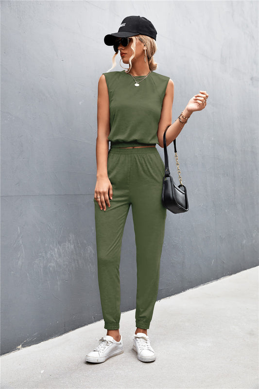 HANNAH BELL Sleeveless Top and Joggers Set