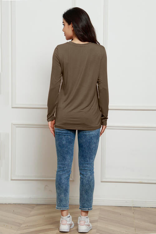Basic Bae Full Size Round Neck Long Sleeve Top *