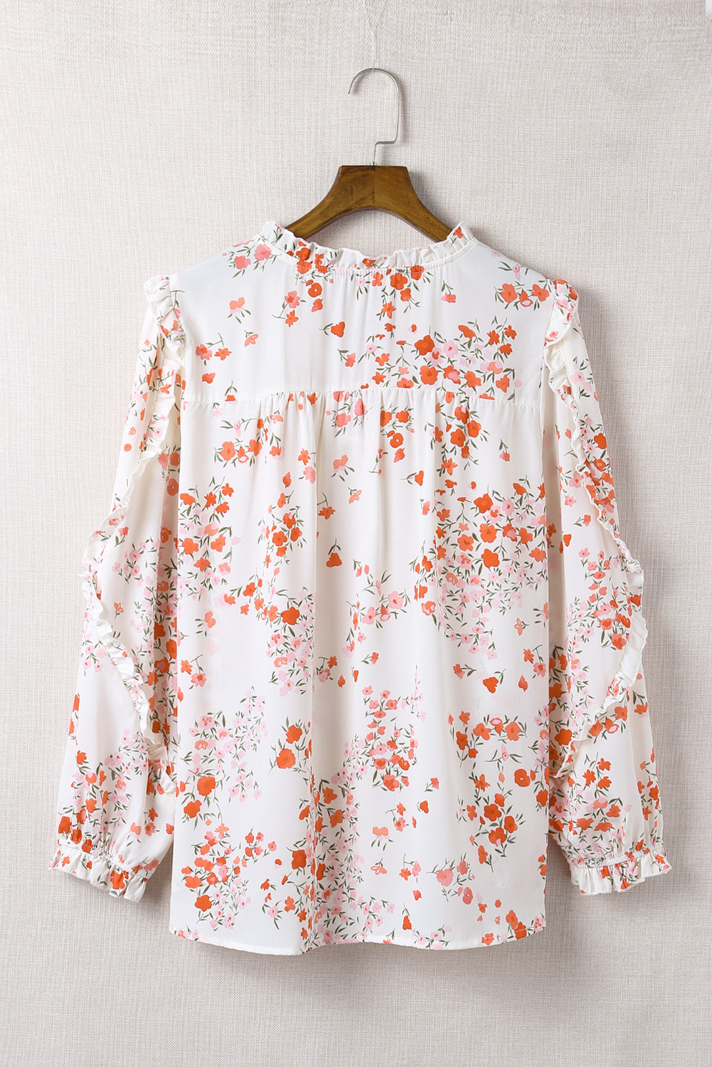 Women's Plus Size Floral Tie Neck High-Low Blouse