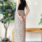 Heimish Full Size Slit Animal Print V-Neck Wide Strap Khaki Black Dress