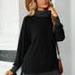 Slit Mock Neck Long Sleeve T-Shirt