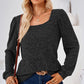 Ribbed Square Neck Long Sleeve T-Shirt