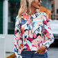 Printed Tie Neck Long Sleeve Blouse