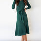 Full Size Round Neck Long Sleeve Tie Waist Sweater Dress