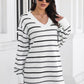 Avery Aria Striped V-Neck Sweater Dress