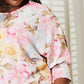 Double Take Blush Pink Floral Round Neck Three-Quarter Sleeve Top