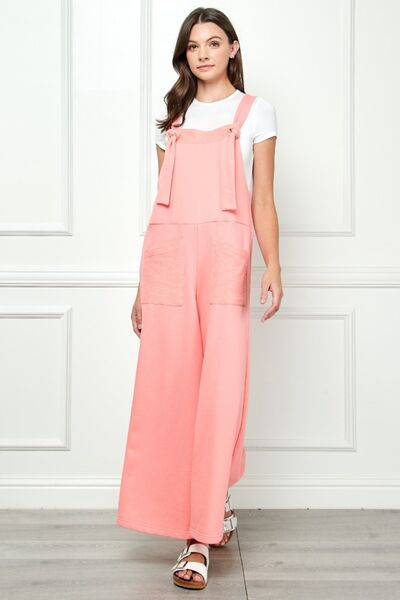 Veveret Wide Strap French Terry Overalls *