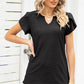 Eyelet Notched Petal Sleeve Blouse