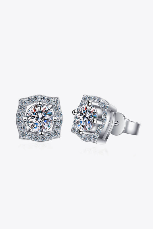 Women's 1 Carat Moissanite Geometric Stud Earrings