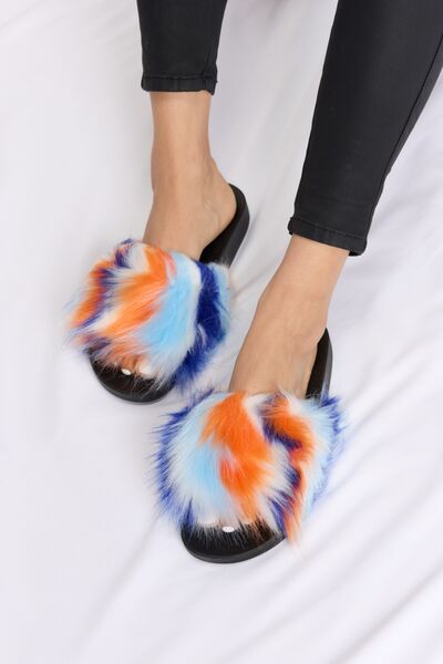 Forever Link Blue Multi Plush Open-Toe Sandals *