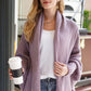 One Size Dolman Sleeve Open Front Ribbed Trim Longline Cardigan