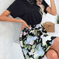Women's Two-Tone Round Neck Cuffed Sleeve Dress