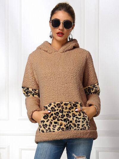 Sherpa Leopard Long Sleeve Hoodie