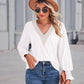 V-Neck Eyelet Flounce Sleeve Blouse