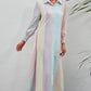 Full Size Rainbow Stripe Button-Up Maxi Shirt Dress