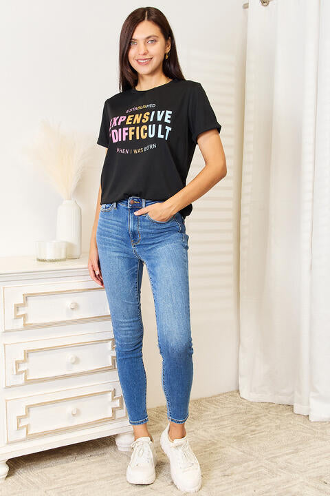Simply Love Slogan Graphic Cuffed Sleeve T-Shirt *