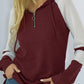 Waffle-knit Raglan Sleeve Zipper Front Hoody