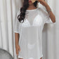 Mesh Boat Neck Half Sleeve Cover Up