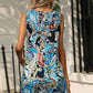 FULL SIZE Printed Round Neck Sleeveless Dress with Pockets