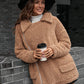 Double Take Zip-Up Collared Teddy Jacket