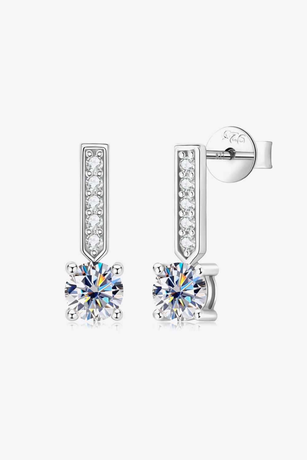 Moissanite and Zircon 925 Sterling Silver Drop Earrings