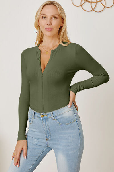 Adryane Jay Zip Up Long Sleeve Bodysuit