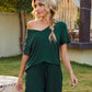 V-Neck Short Sleeve Top and Pocketed Shorts Lounge Set