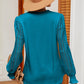 Openwork V-Neck Long Sleeve T-Shirt