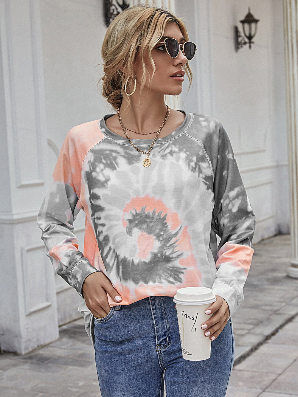 Beauteous Full Size Printed Round Neck Raglan Sleeve Tee