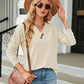 Full Size Decorative Button V-Neck Long Sleeve T-Shirt