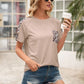 Pocketed Leopard Round Neck Short Sleeve T-Shirt