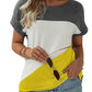 Color Block Round Neck Short Sleeve T-Shirt