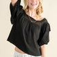 And The Why Square Neck Cotton Gauze Ruffled Blouse