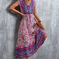 Full Size V-Neck Short Sleeve Printed Maxi Dress