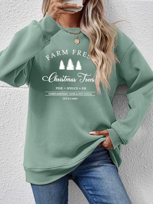 CHRISTMAS Graphic Round Neck Dropped Shoulder Sweatshirt