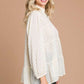 Culture Code Full Size Swiss Dot Smocked Mock Neck Blouse