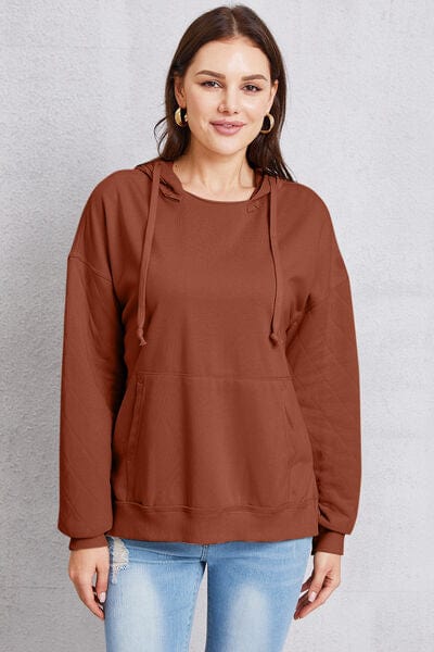 Drawstring Kangaroo Pocket Dropped Shoulder Hoodie