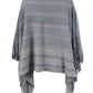 One Size Striped Boat Neck Poncho with Fringes