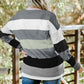 Plus Size Striped Slit Long Sleeve T-Shirt