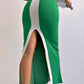 Mia Contrast Wide Strap Slit Midi Dress