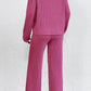 Mock Neck Dropped Shoulder Top and Pants Set