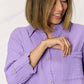 Zenana Texture Button Up Raw Hem Long Sleeve Shirt - Brand Zenana