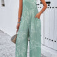 Printed Wide Strap Jumpsuit with Pockets